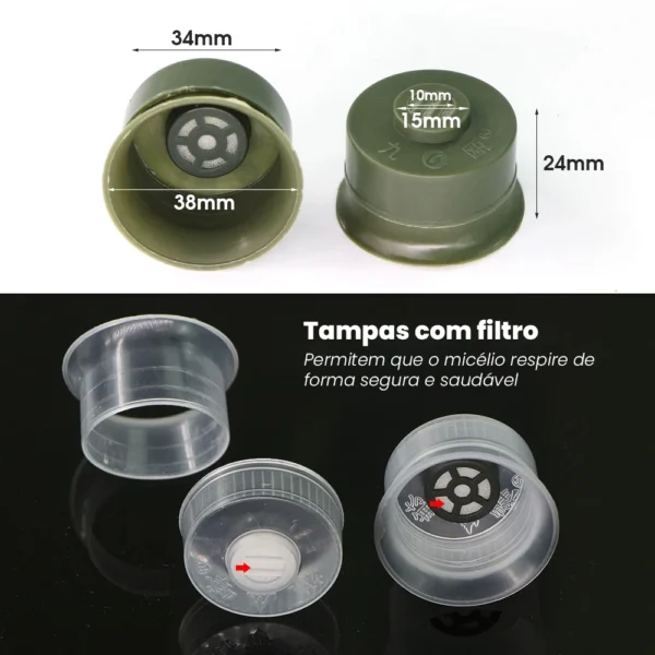 Tampas com Filtro de Ar para Sacos de Cultivo de Cogumelos - Image 4