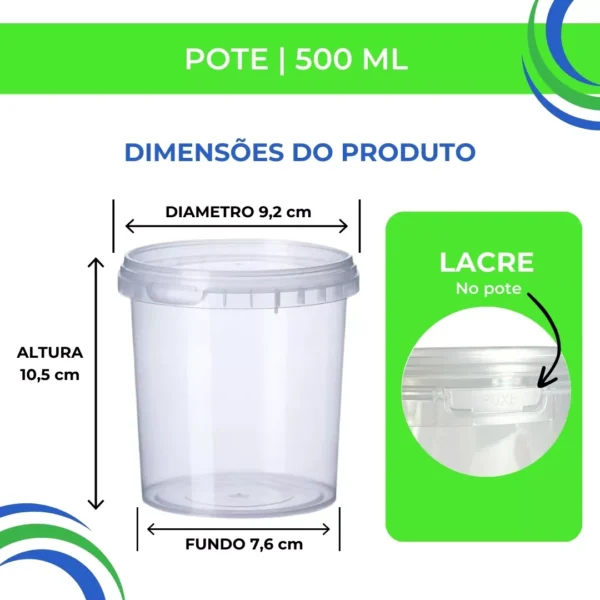 Pote Plástico com Lacre 500ml Autoclavável - Image 2