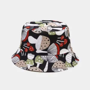 Chapéu Black Fungus Bucket Hat Preto Cogumelos