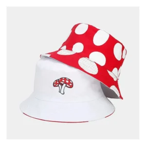 Chapéu Cogumelo Bucket Dupla Face Vermelho Branco 2 Em 1 Vermelho