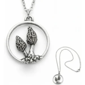 Colar Cogumelo Morel Prateado