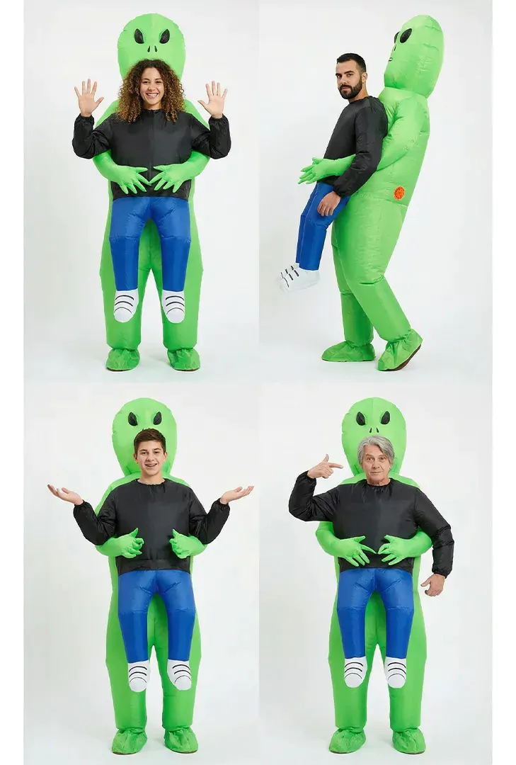 Fantasia Alien Et Alienígena Extraterrestre Inflável Festa Verde Adulto - Imagem 3
