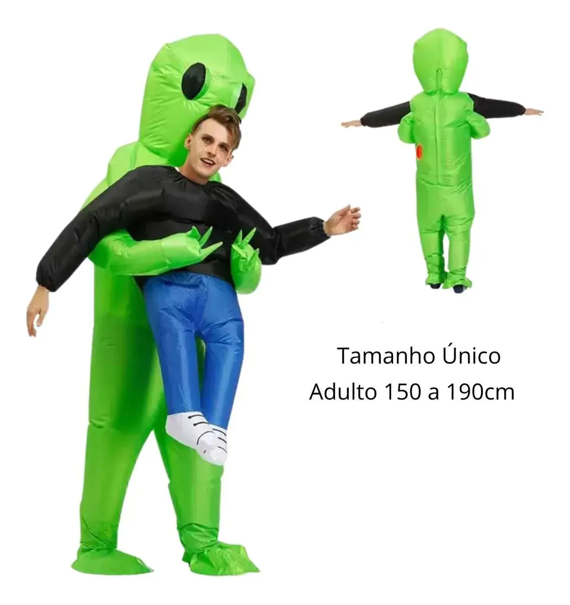 Fantasia Alien Et Alienígena Extraterrestre Inflável Festa Verde Adulto - Imagem 5