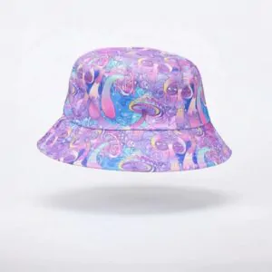 Chapéu Violet Mush Bucket Hat Cogumelos Psicodélicos 2 Em 1 Violeta Único Cogumelos