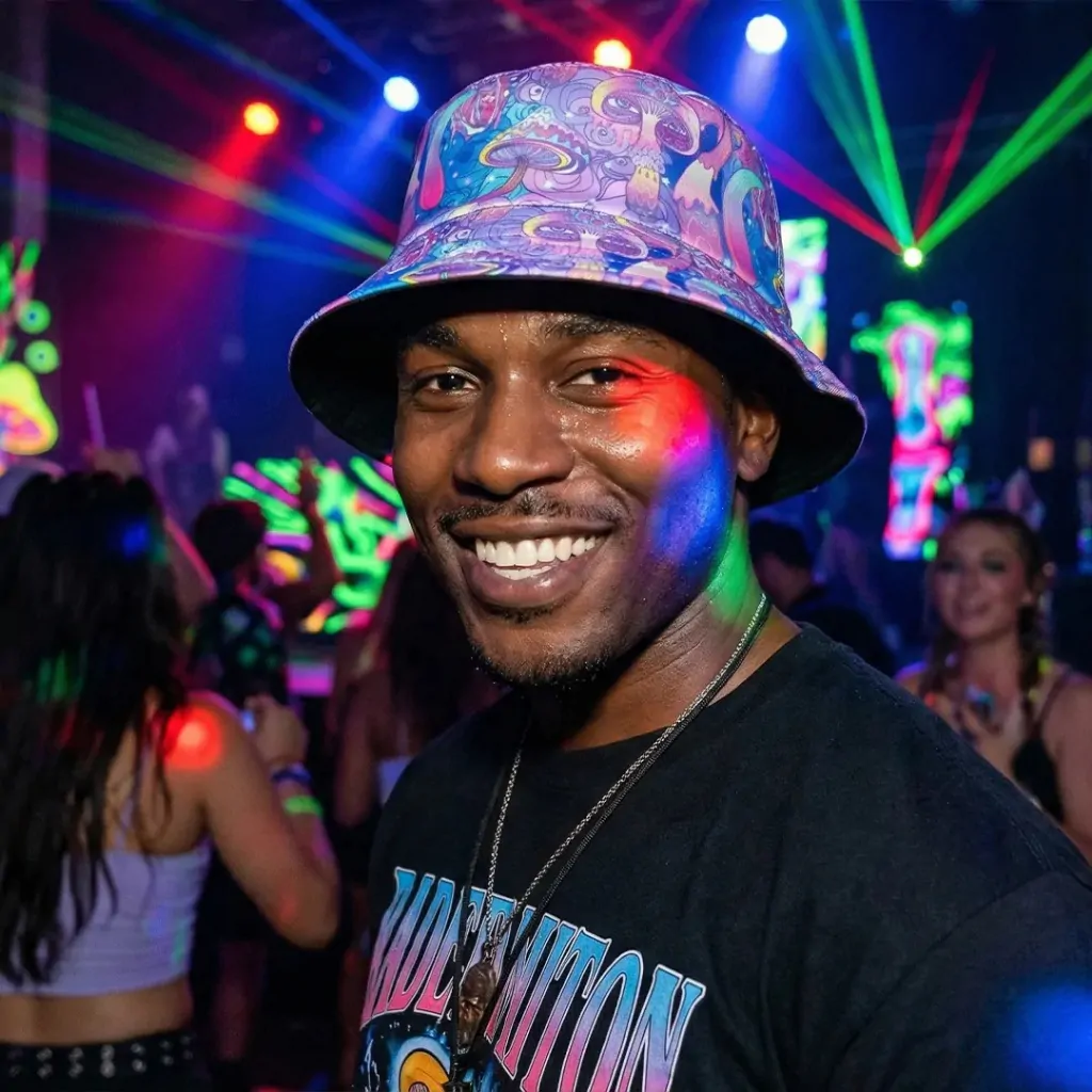 Chapéu Violet Mush Bucket Hat Cogumelos Psicodélicos 2 Em 1 Violeta Único Cogumelos - Imagem 5