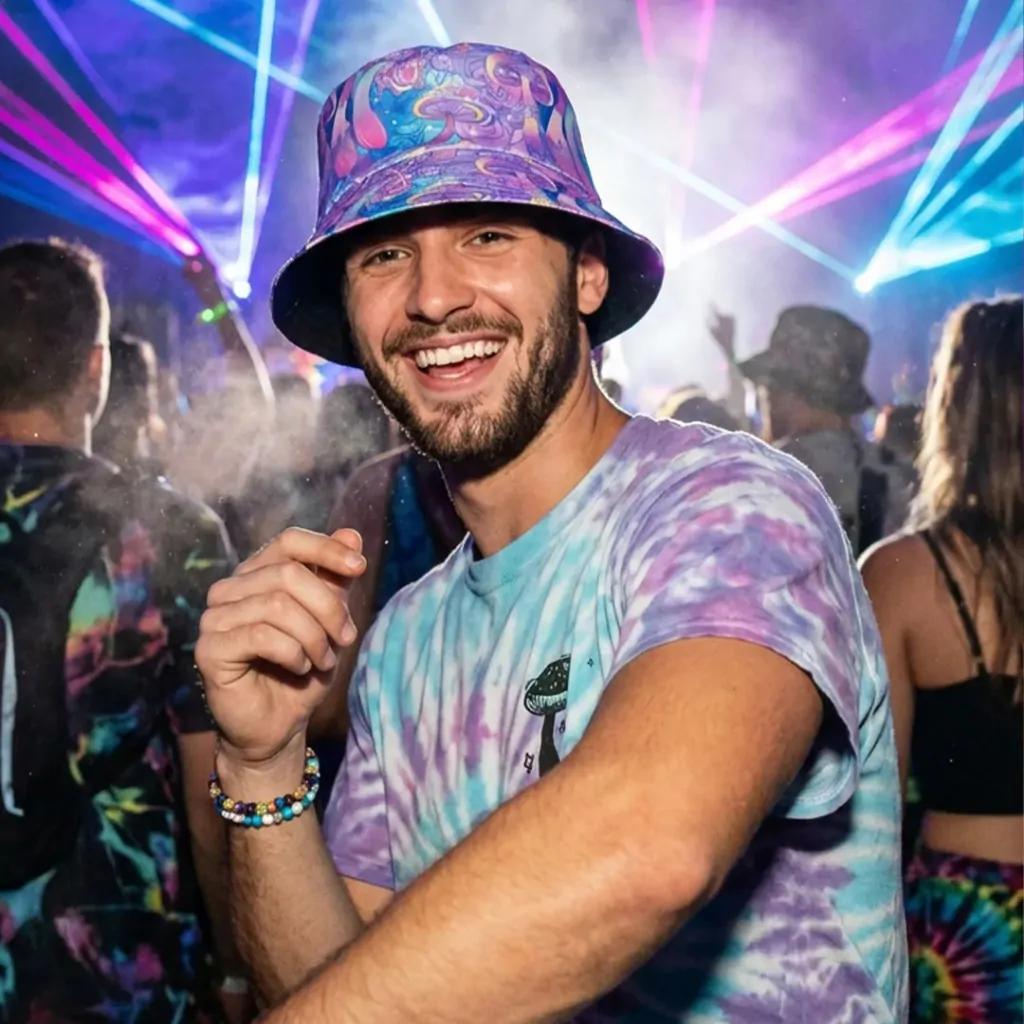 Chapéu Violet Mush Bucket Hat Cogumelos Psicodélicos 2 Em 1 Violeta Único Cogumelos - Imagem 6